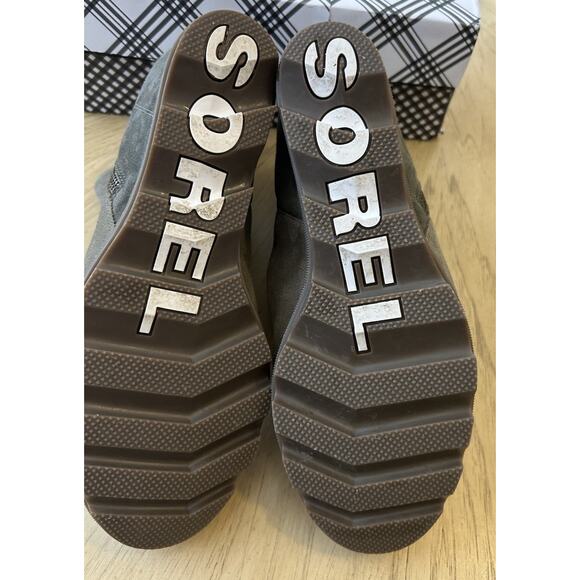 Sorel Womens Green Suede Leather Ankle Boots Zip Up Joan of Arctic Chelsea Sz 11 - Picture 3 of 13